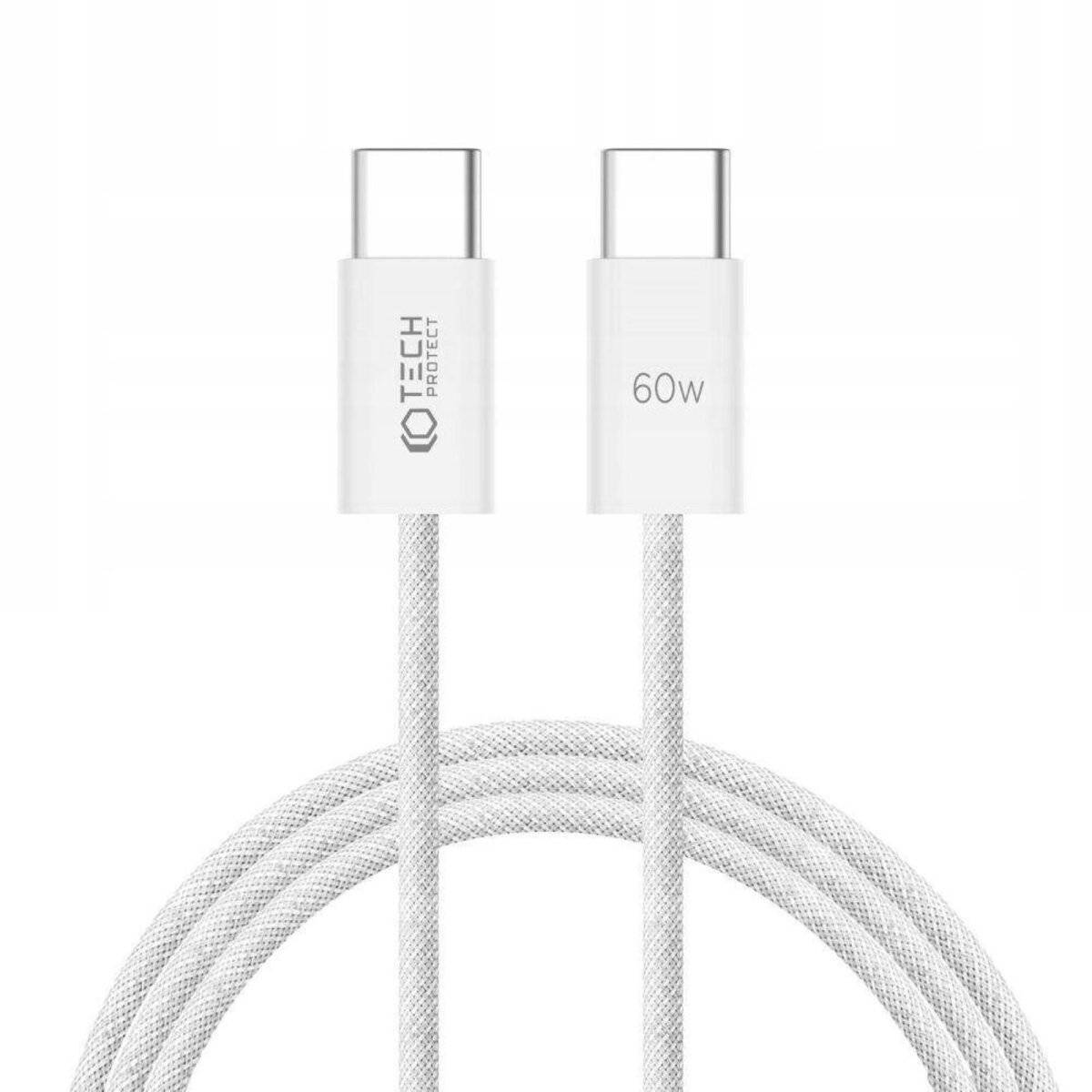 Ladekabel USB-C auf USB-C in Weiß 3A PD60W Schnellladekabel 1m