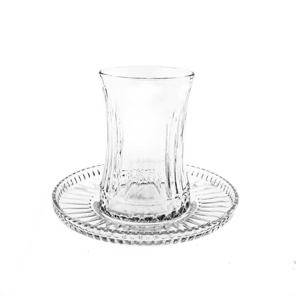 Elegantes 12er-Set Teegläser mit Unterteller 170 ml - dezente & luxuriöse Optik
