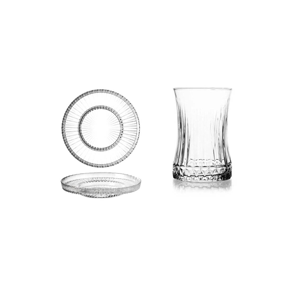 Elegantes 12er-Set Teegläser mit Unterteller 170 ml - dezente & luxuriöse Optik