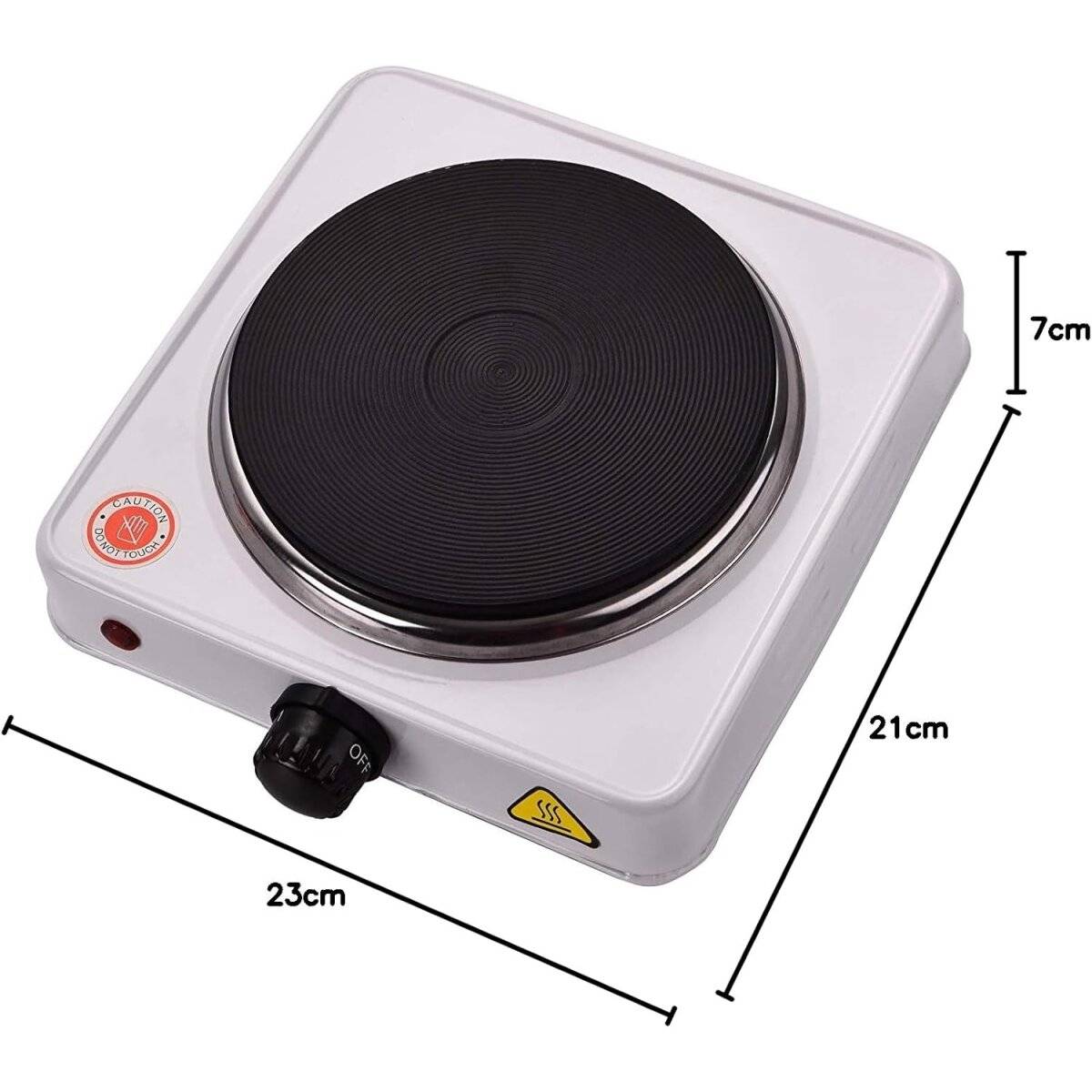 Elektrokocher, 1000W Gusseisen-Elektroplatte, einstellbarer Thermostat weiß