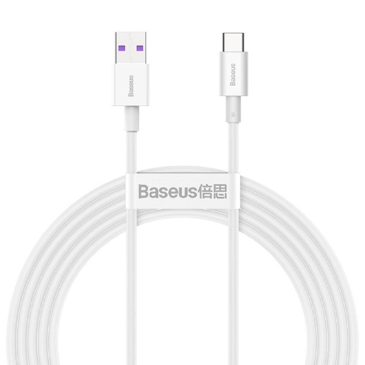 Baseus USB zu USB Typ-C-Kabel – 2 m, 6A, 66W Schnellladekabel in Weiß