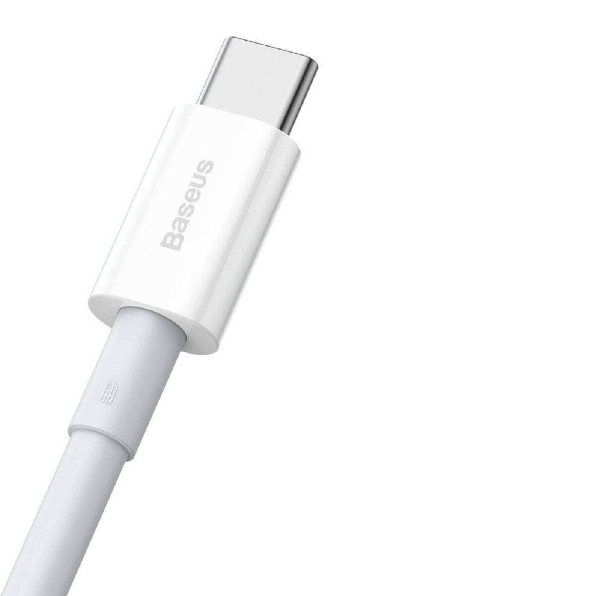 Baseus USB zu USB Typ-C-Kabel – 2 m, 6A, 66W Schnellladekabel in Weiß