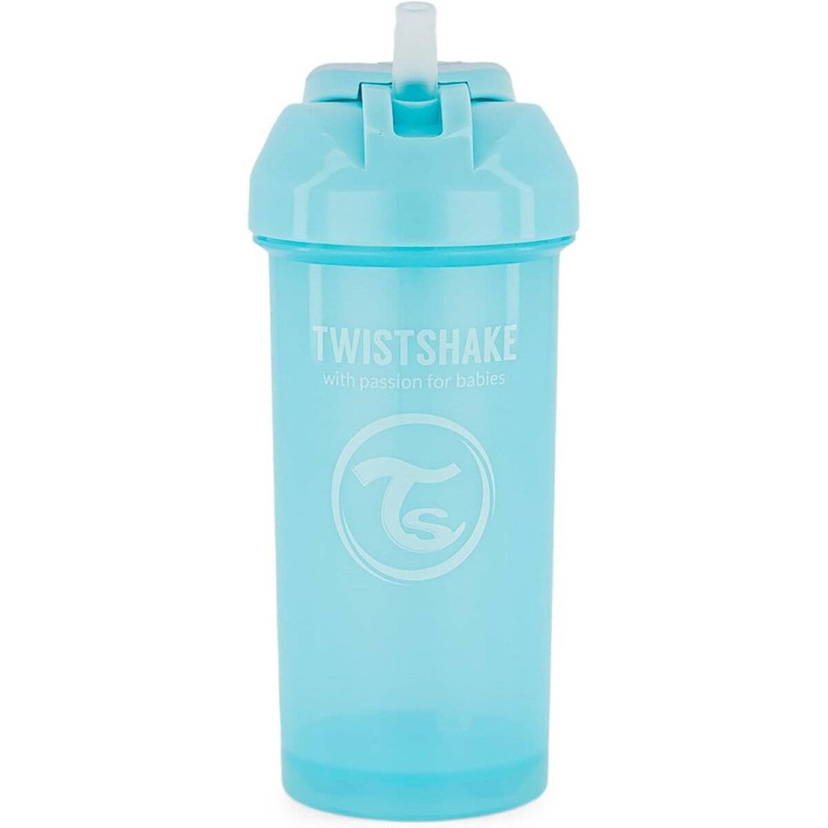 Twistshake Straw Cup – Auslaufsicherer Trinkbecher mit Strohhalm, 360 ml Pastellblau