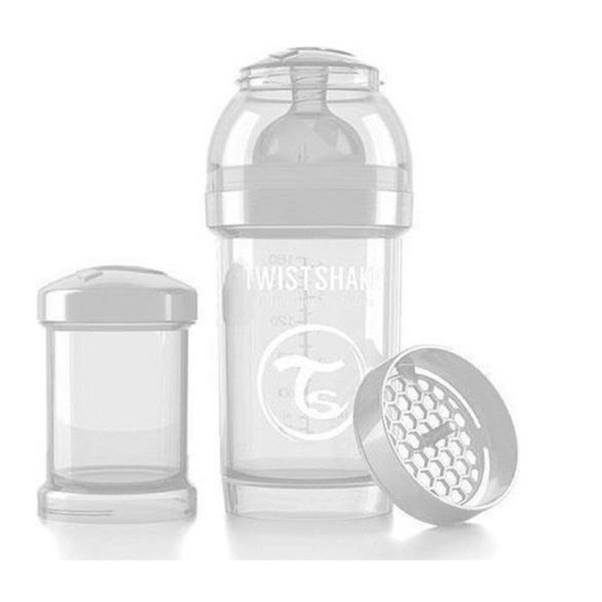 Twistshake Babyflasche 180 ml – Mit Anti-Kolik-System und Mischsieb Weiß