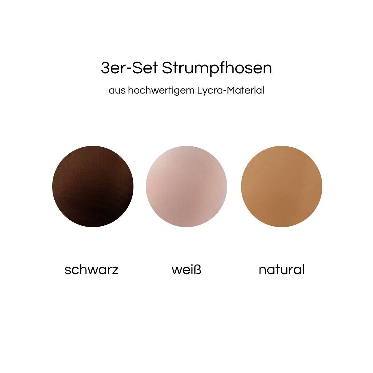 Elegante Strumpfhosen 20 DEN - 3er Pack in Schwarz / Weiß / Natural S