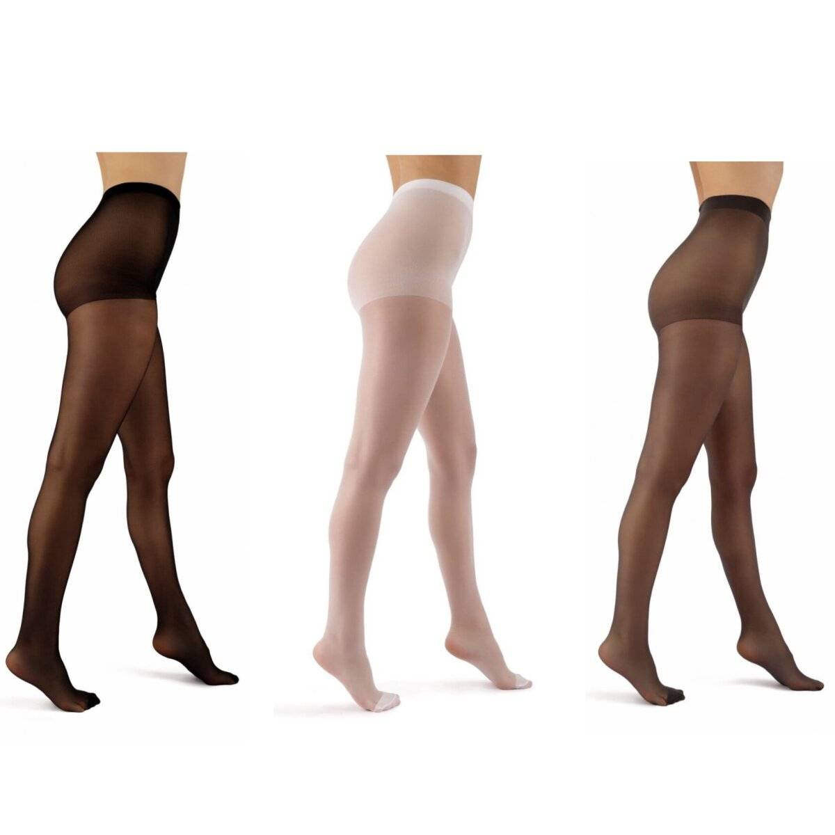 Elegante Strumpfhosen 20 DEN - 3er Pack in Schwarz / Weiß / Graphit S