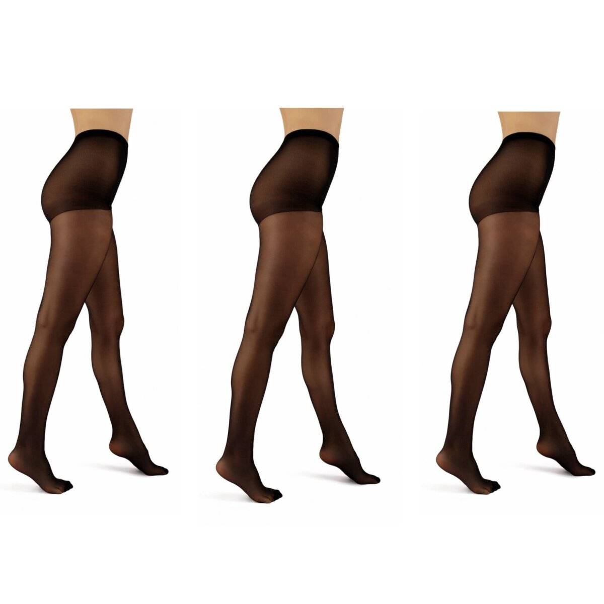 Elegante Strumpfhosen 20 DEN - 3er Pack in Schwarz S