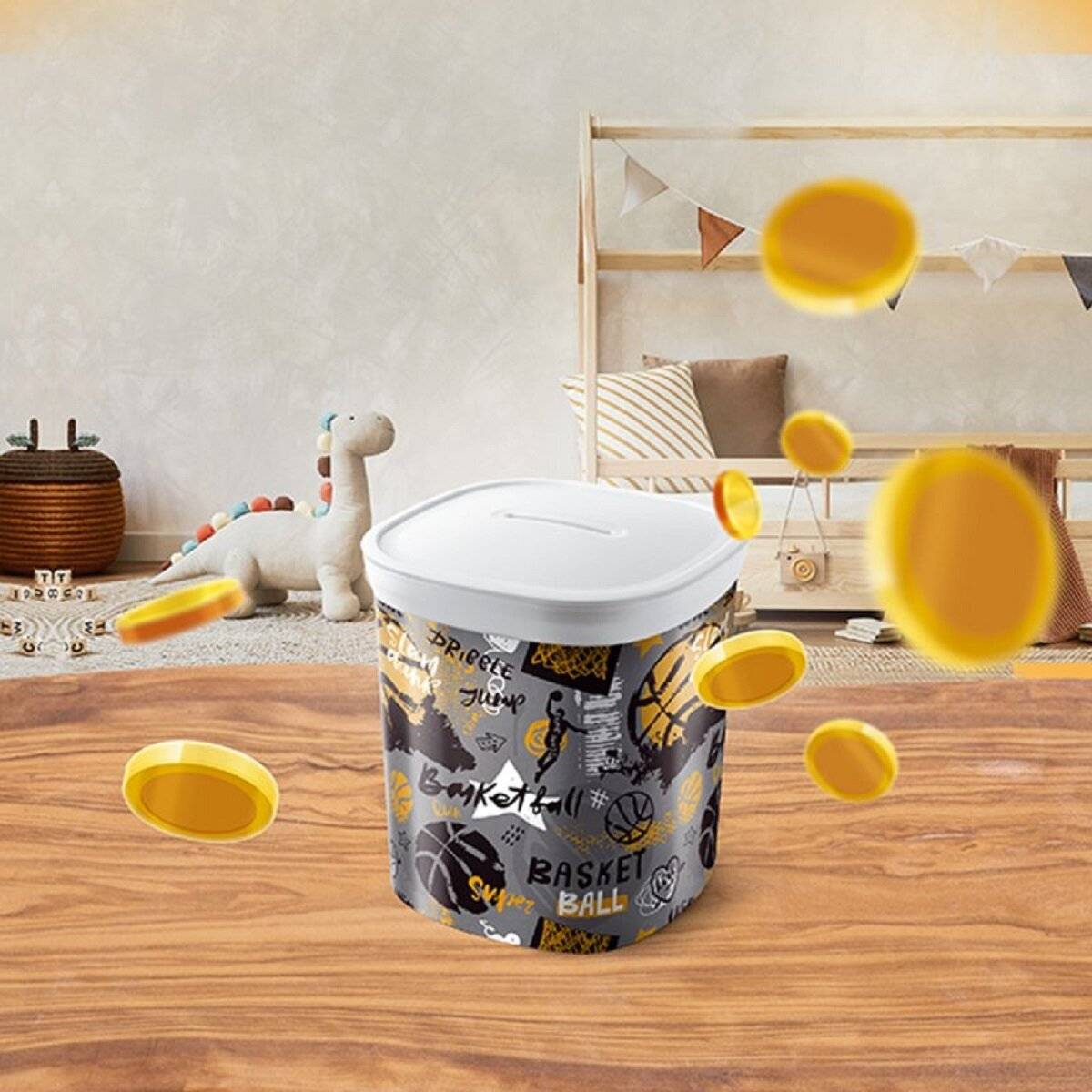 Robuste Spardose aus Kunststoff – Sicheres Sparen für Kinder und Erwachsene Grau