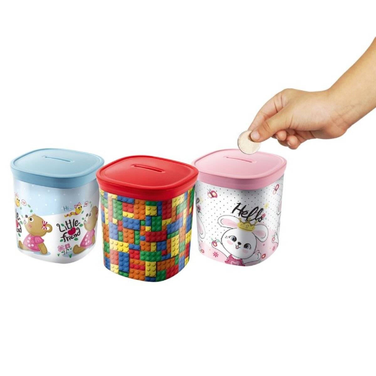 Robuste Spardose aus Kunststoff – Sicheres Sparen für Kinder und Erwachsene Grau