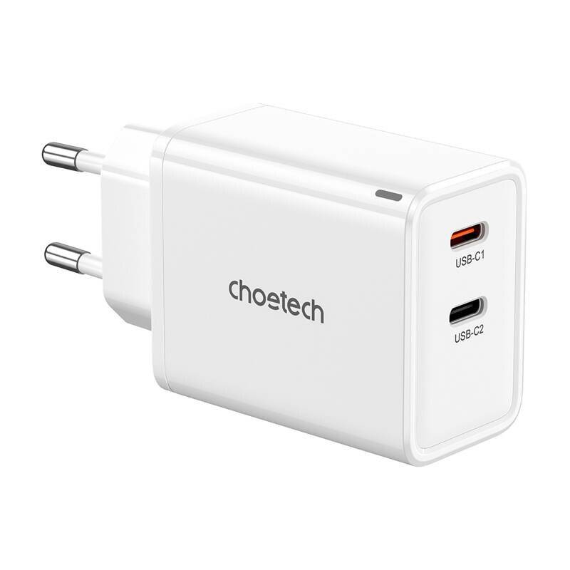 Choetech PD6013 GaN-Netzladegerät, 65W, 2x USB-C, Power Delivery, weiß