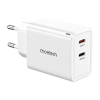 Netzwerkladegerät GaN, 2x USB-C, PD65W Schnellladegerät in Weiß Netzwerkladegerät GaN, 2x USB-C, PD65W Schnellladegerät in Weiß
