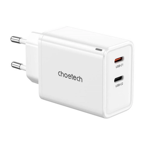 Netzwerkladegerät GaN, 2x USB-C, PD65W Schnellladegerät in Weiß Netzwerkladegerät GaN, 2x USB-C, PD65W Schnellladegerät in Weiß