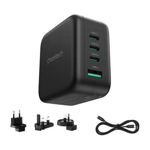 GaN-Netzladegerät mit US-, EU-, UK- und AU-Adapter 70W in Schwarz GaN-Netzladegerät mit US-, EU-, UK- und AU-Adapter 70W in Schwarz