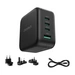 GaN-Netzladegerät mit US-, EU-, UK- und AU-Adapter 70W in Schwarz GaN-Netzladegerät mit US-, EU-, UK- und AU-Adapter 70W in Schwarz
