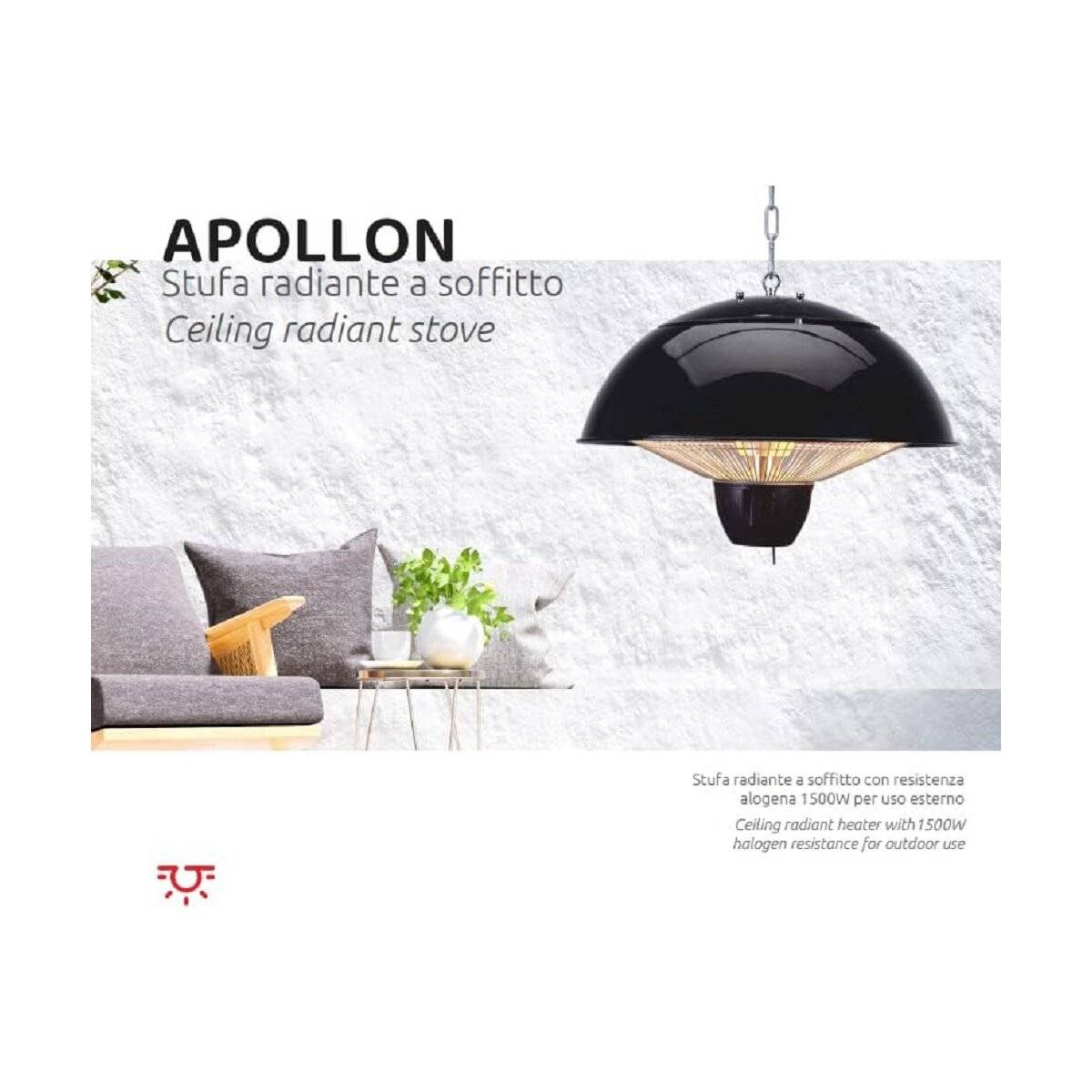 Deckenheizstrahler für den Außenbereich, Halogenwiderstand, 1500 W