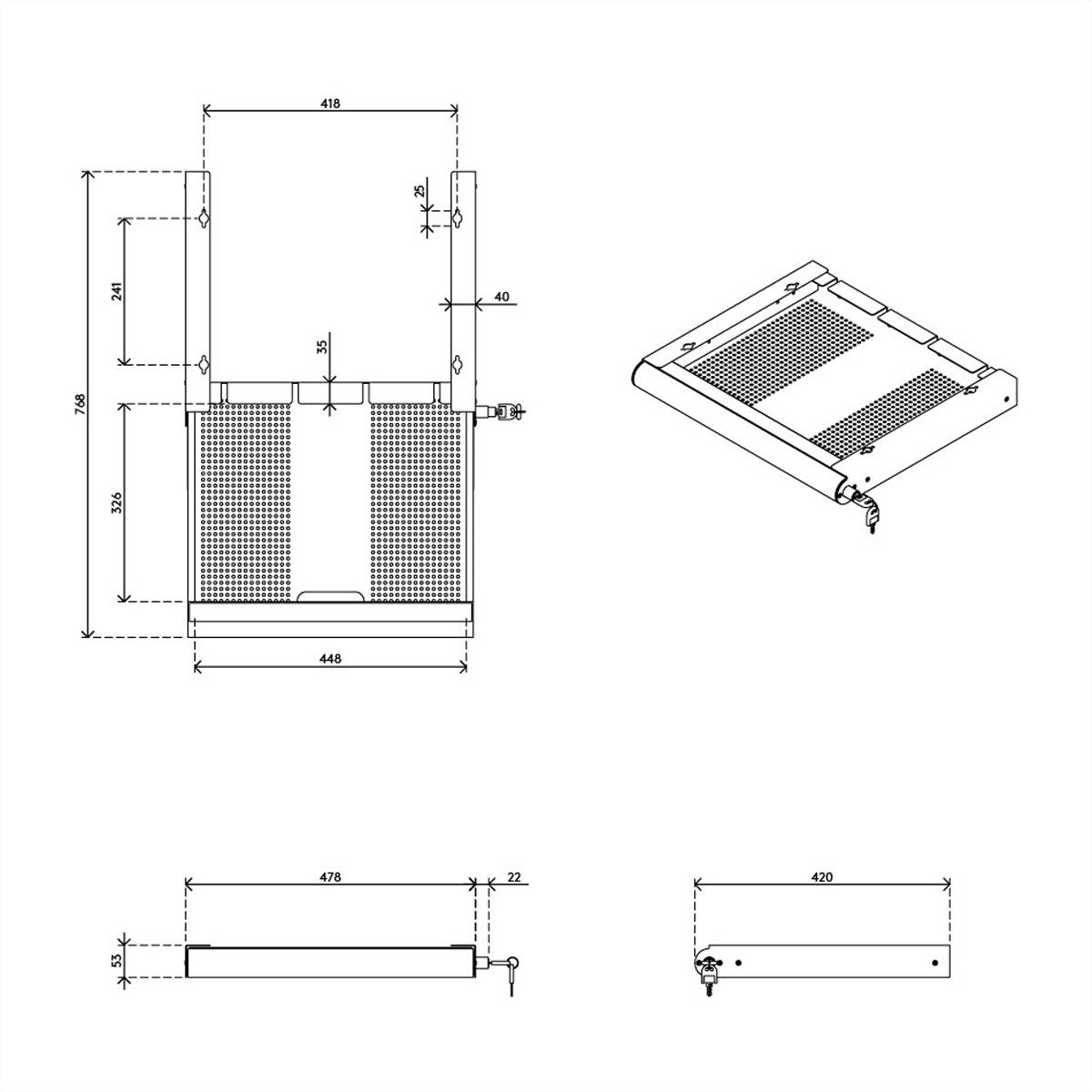 DATAFLEX Addit Laptop Sicherheits-Schublade, 623, für Laptops u.a. Geräte, schwarz
