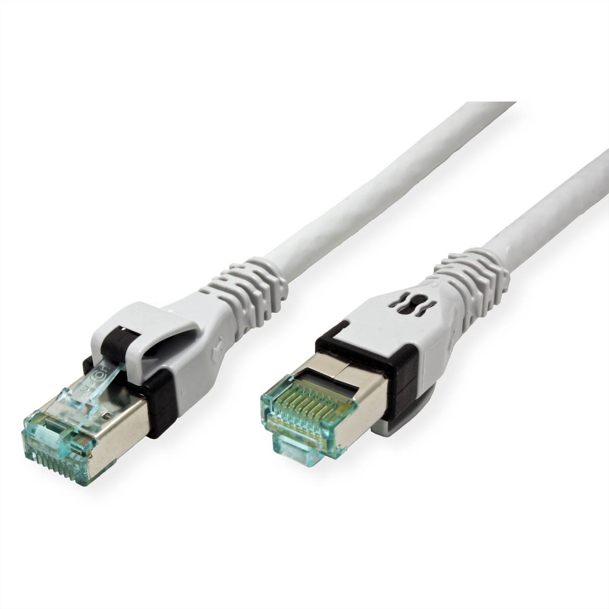 EasyLan DualBoot PushPull IP20 Patchkabel, Cat.6A (Class EA), S/FTP, grau, 0,5 m