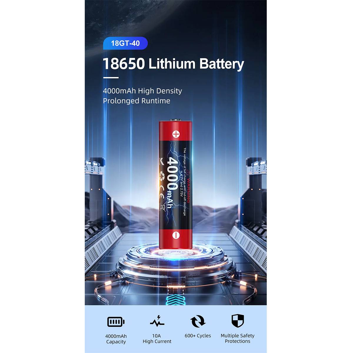 Klarus 18GT-40 18650 3,6V 4000mAh - Li-Ionen Akku