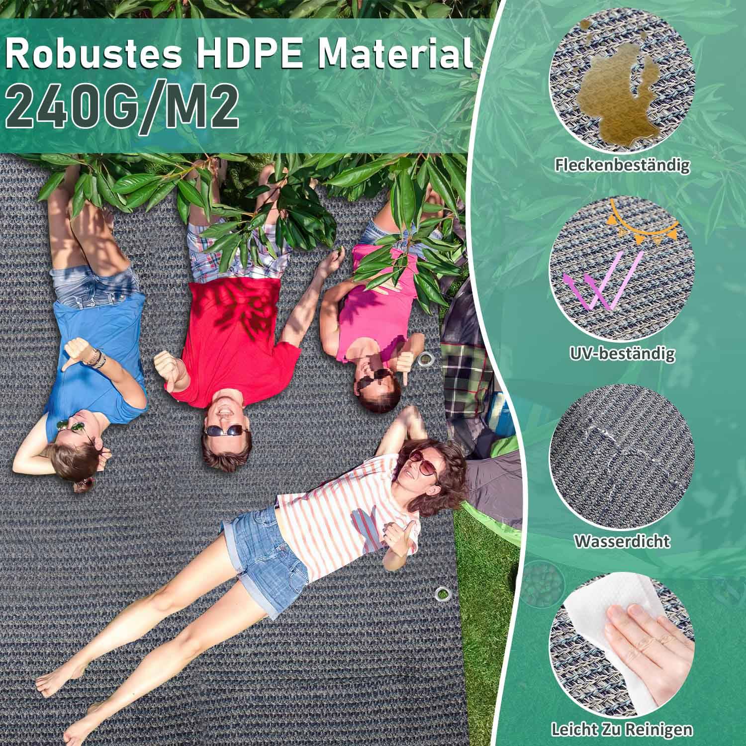 Vorzeltteppich,Zeltteppich,Rasenschutz,viele Größen,Grau,300*500CM