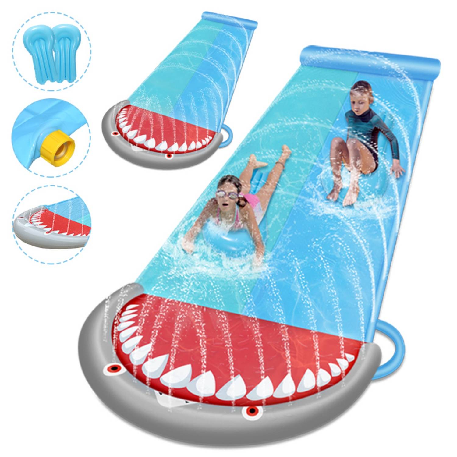 Wasserrutsche im Freien für Kinder Kinderspaß Wasserrutsche mit Sprühsystem Wasserspaß 550x145cm