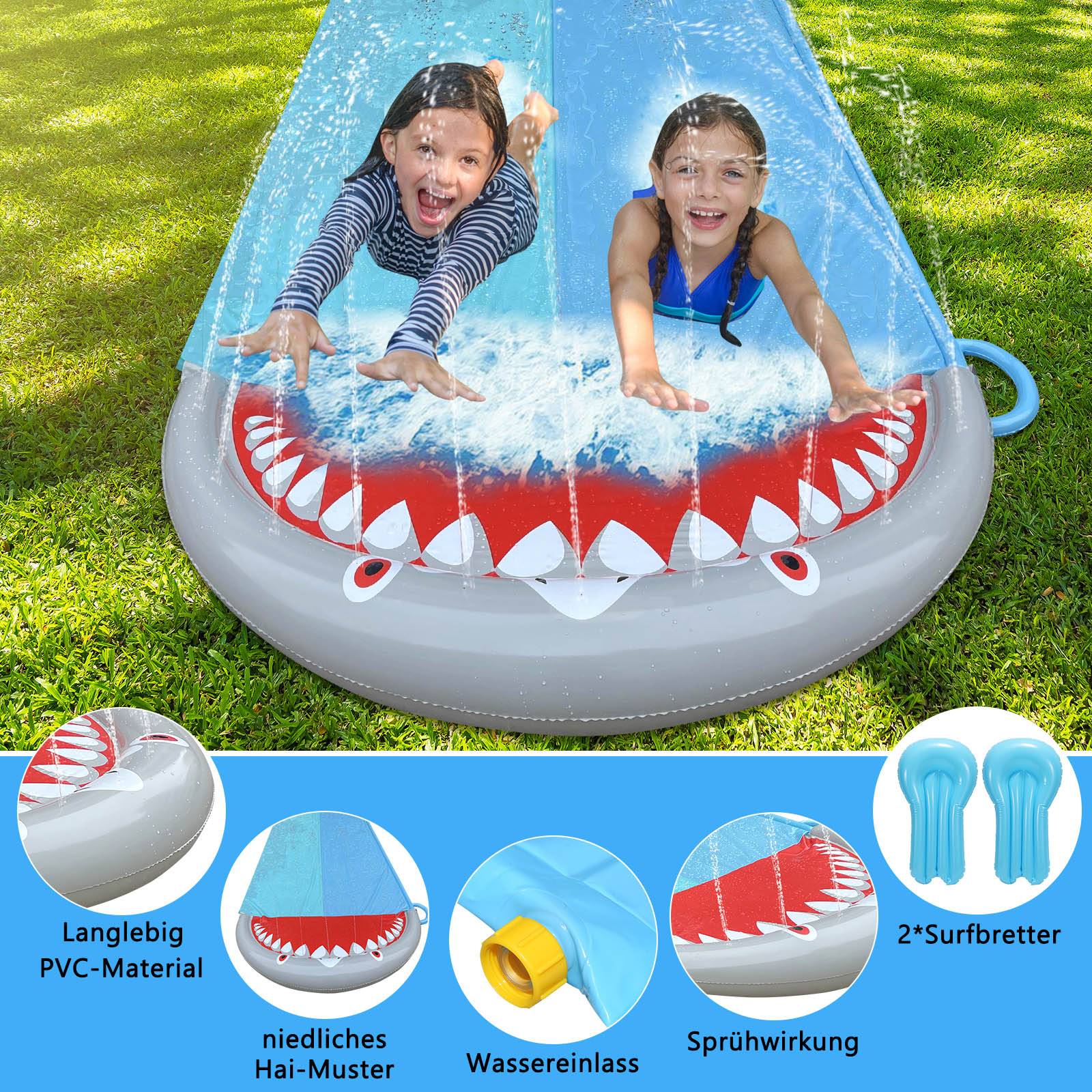 Wasserrutsche im Freien für Kinder Kinderspaß Wasserrutsche mit Sprühsystem Wasserspaß 550x145cm