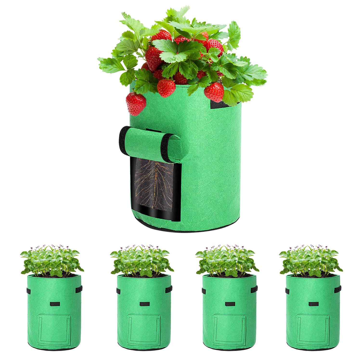 Pflanzsack 5X 26.5L aus Vliesstoff, Pflanztopf Pflanzensack für Kartoffeln,Tomaten, Blumen, Pflanzen, Gemüs,Pflanzen Tasche