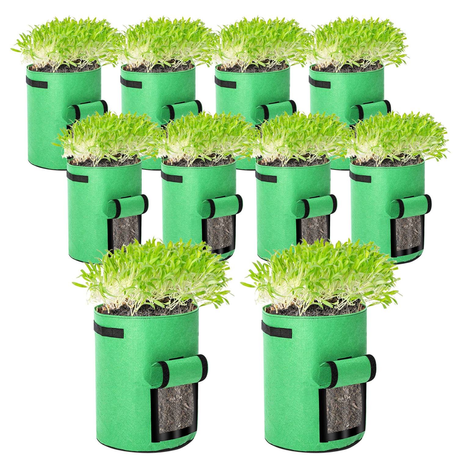 Pflanzsack 10X 26.5L aus Vliesstoff, Pflanztopf Pflanzensack für Kartoffeln,Tomaten, Blumen, Pflanzen, Gemüs,Pflanzen Tasche