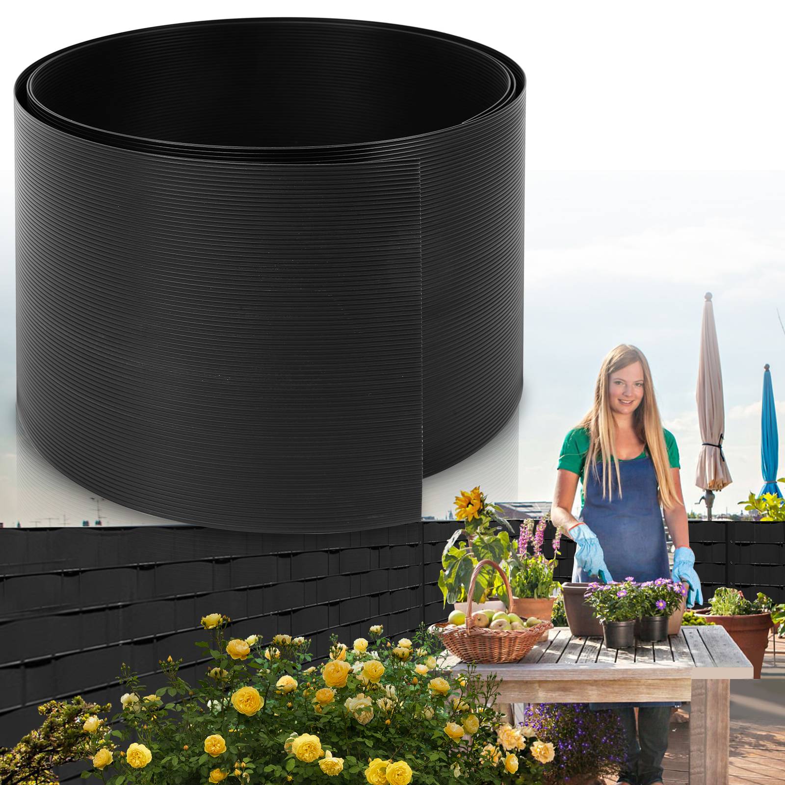 10 Stück Hart-PVC Anthrazit Sichtschutzstreifen für Doppelstabmatten 2,5mx19cm Zaunsichtschutz für Balkon Gartenzaun