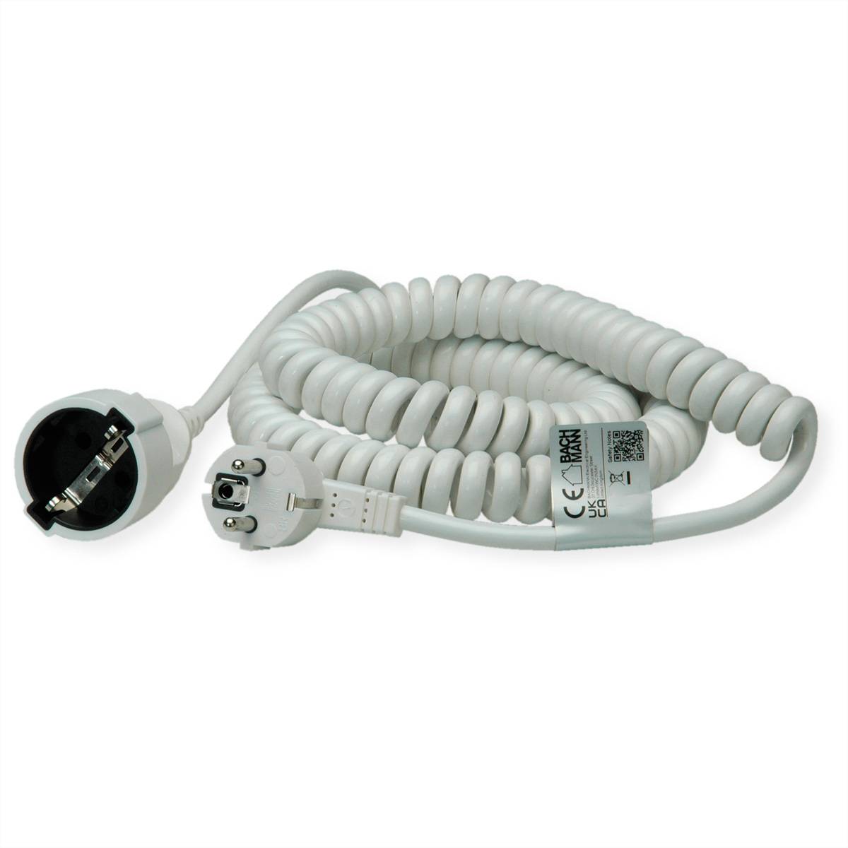 BACHMANN Wendelleitung 1-4m weiss, H05VV-F 3G1,5mm² CEE7/7