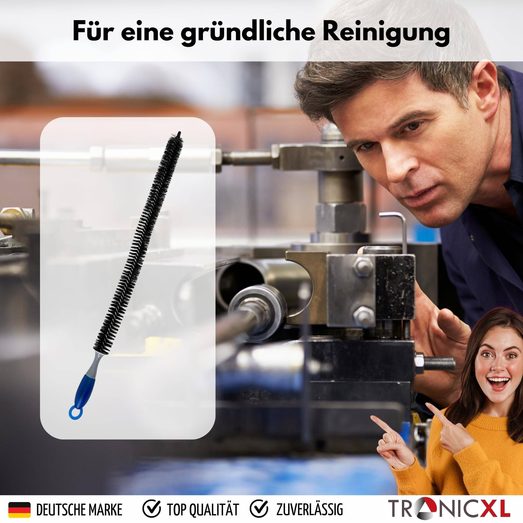 Maschinenbürste Rohrbürste 40mm XXXL Flaschenbürste Bürste zum Reinigen für Maschinen Rohr Rohre Reinigungsbürste biegsam biegbar