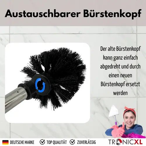 10 Stück Premium Toilettenbürste mit Edelstahl Griff mit auswechselbarem Bürstenkopf lang schwarz Silber WC Bürste Klobürste Toilettenbürsten To 10 Stück Premium Toilettenbürste mit Edelstahl Griff mit auswechselbarem Bürstenkopf lang schwarz Silber WC Bürste Klobürste Toilettenbürsten To