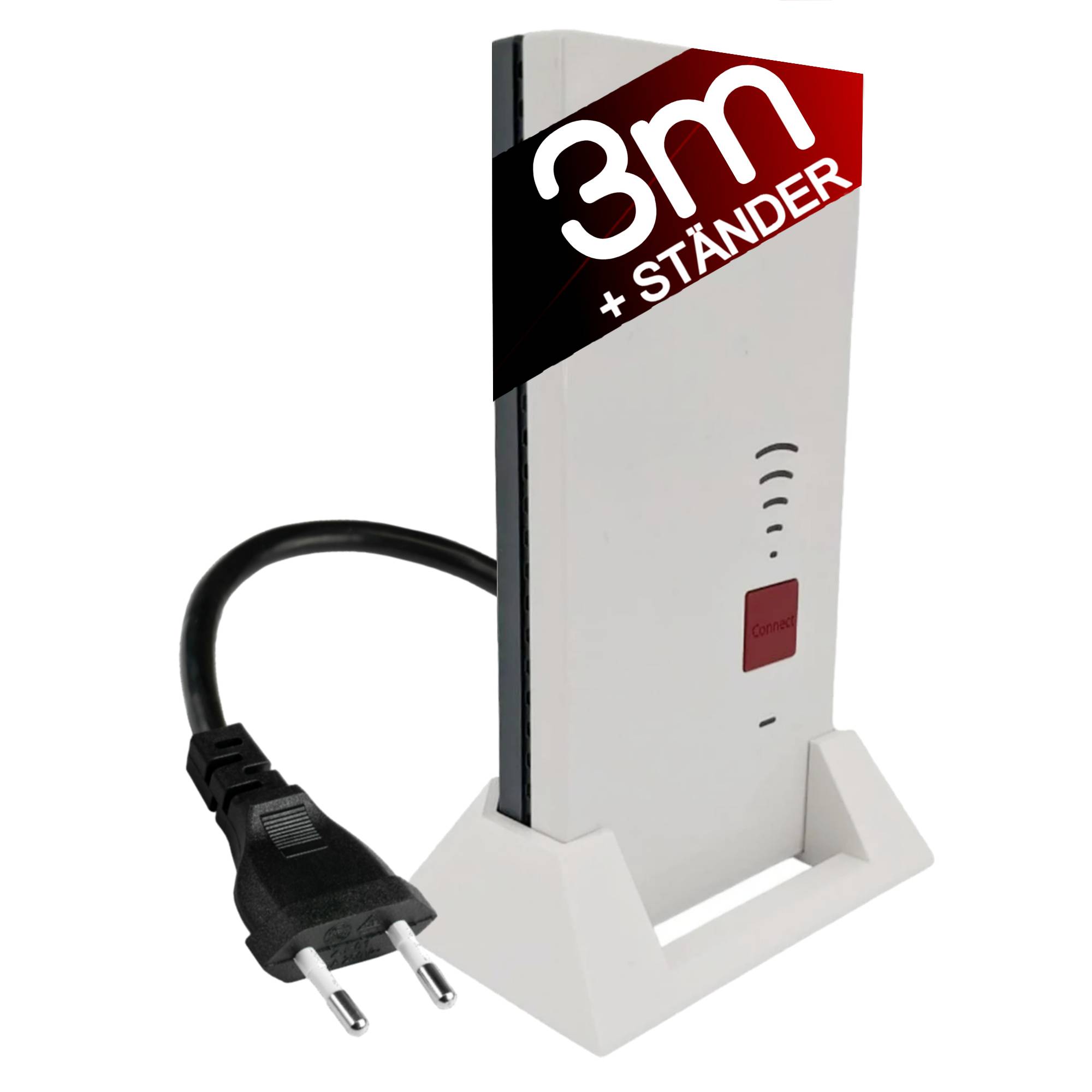 3m Verlängerung + Ständer passend für Repeater weiß für AVM Fritz!Repeater 2400 1160 1750e