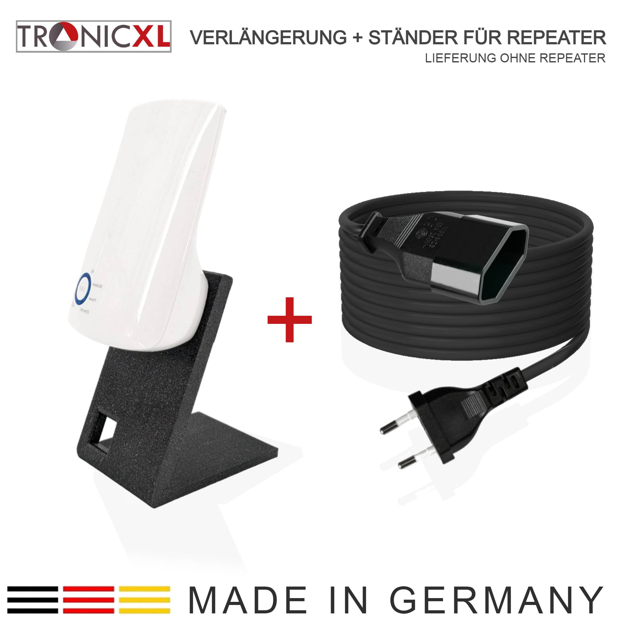 3m Verlängerung Kabel + Ständer passend für Repeater TP-Link RE190 AC750 RE330 TL-WA850RE Halterung WLan
