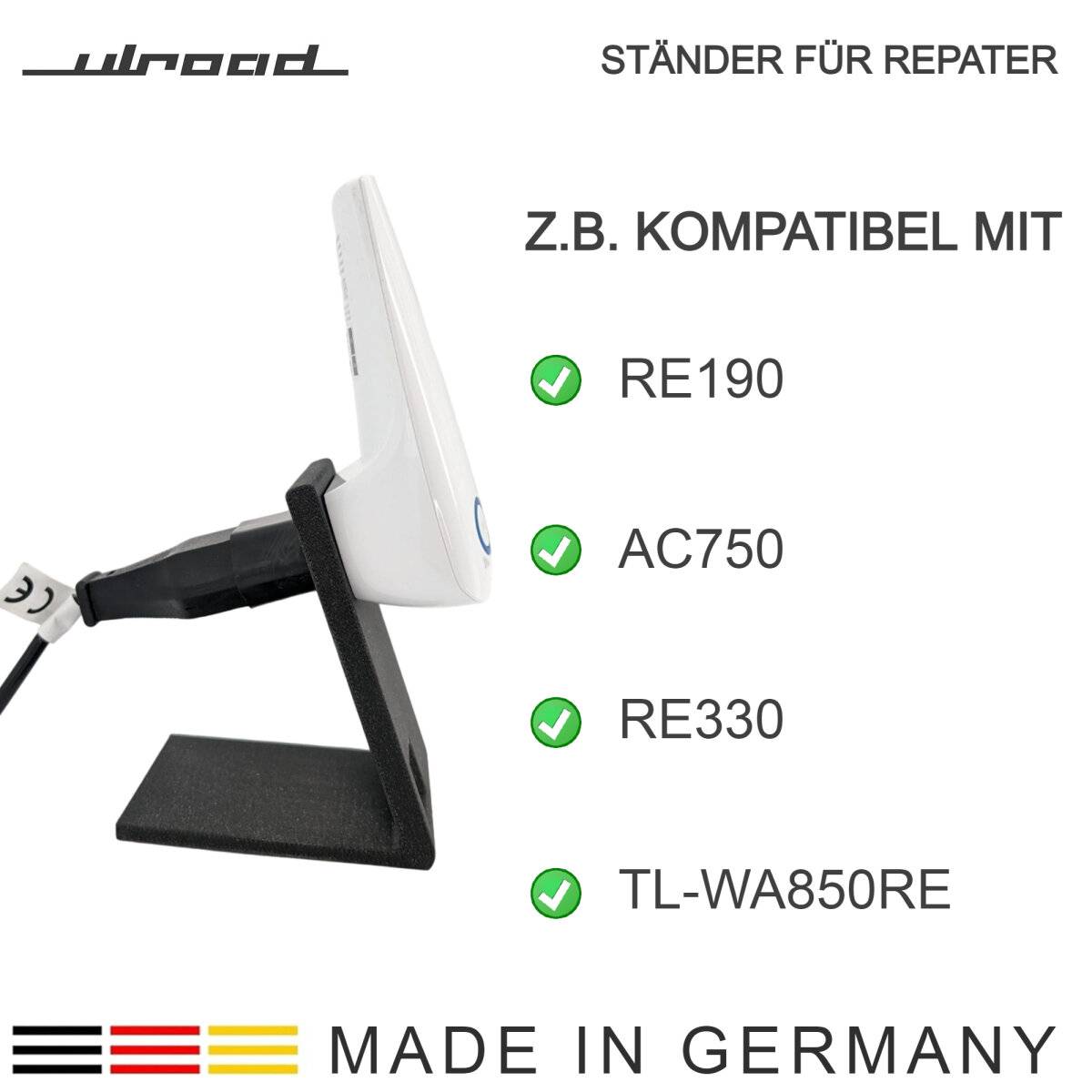 Ständer schwarz passend für W-Lan Repeater TP-Link RE190 AC750 RE330 TL-WA850RE Halterung WiFi