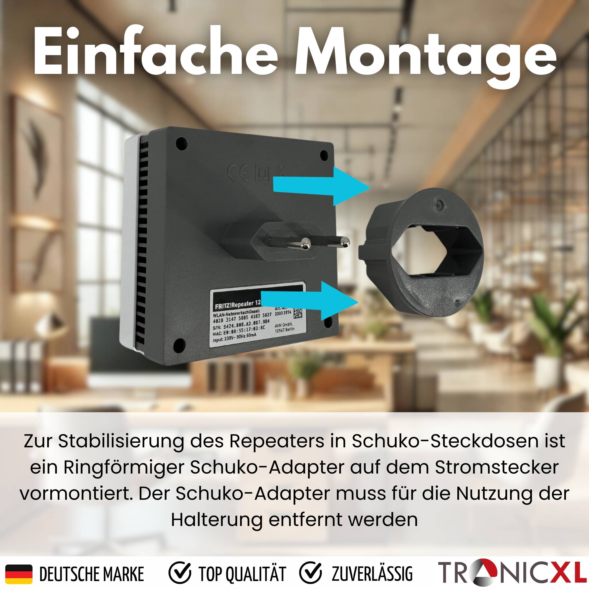 Verlängerung 0,2m Kabel + Tisch Ständer für Repeater AVM 600 1200 1750E 2400