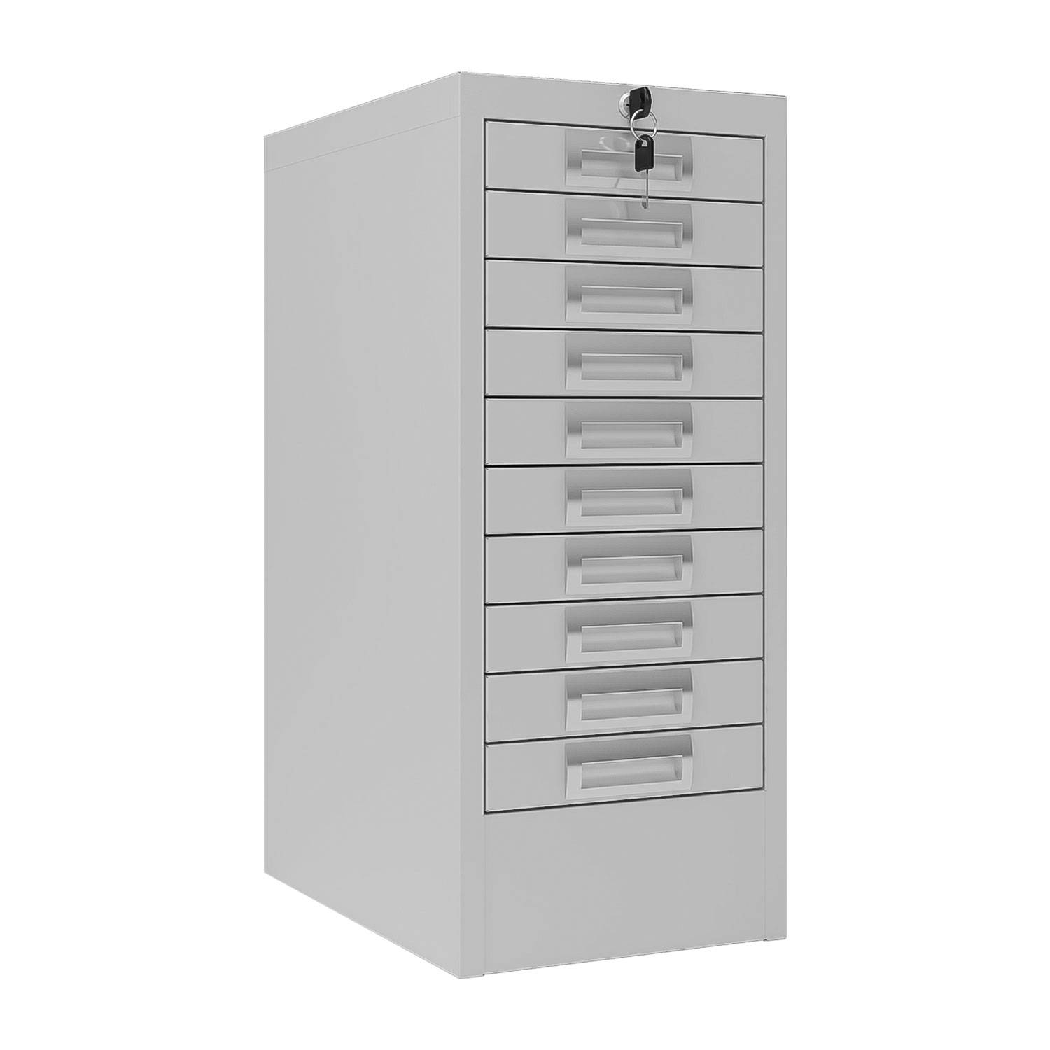 Phoenix MD-Serie MD0604G Stahlschrank 10 Schubladen - Grau - mit Schlüsselschloss