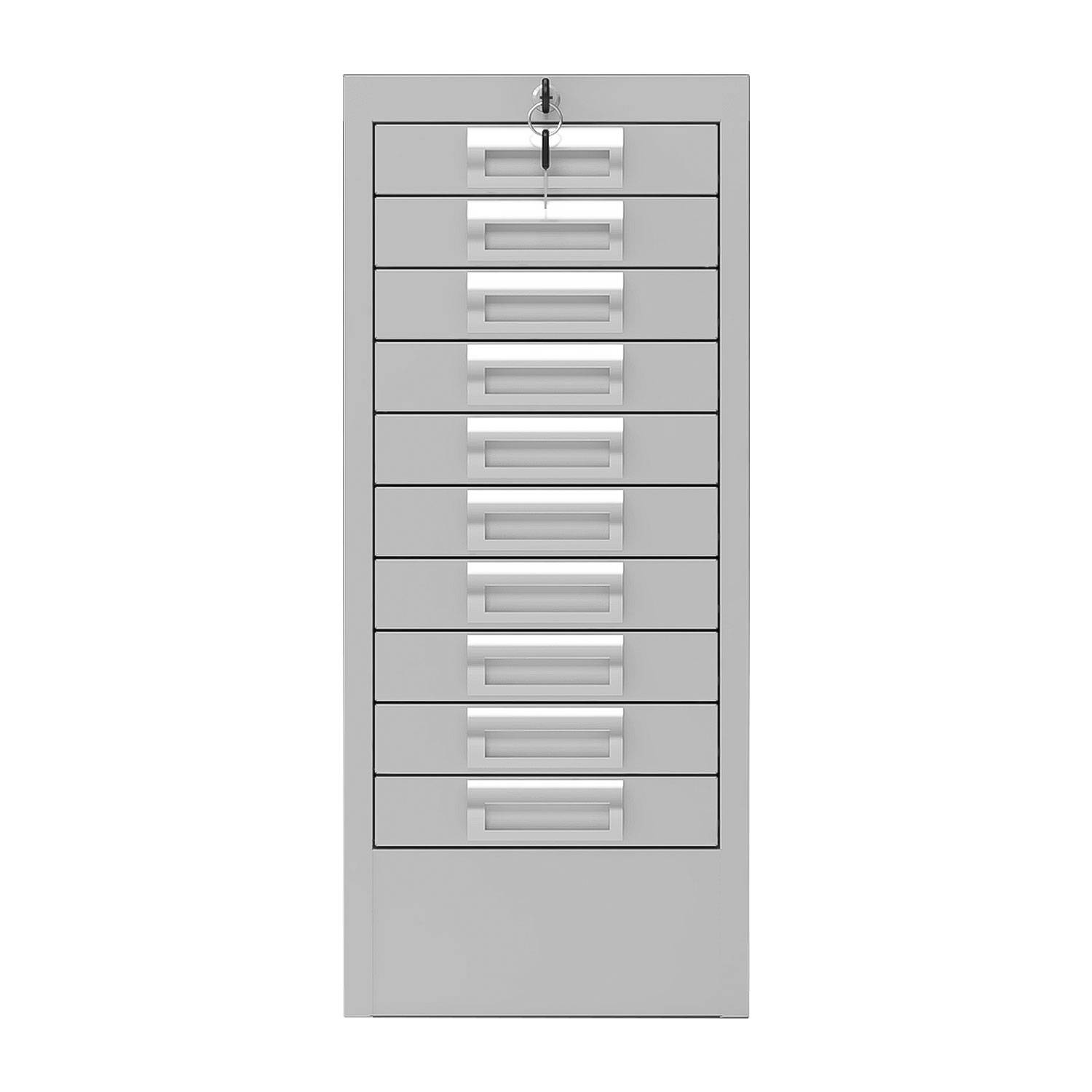 Phoenix MD-Serie MD0604G Stahlschrank 10 Schubladen - Grau - mit Schlüsselschloss
