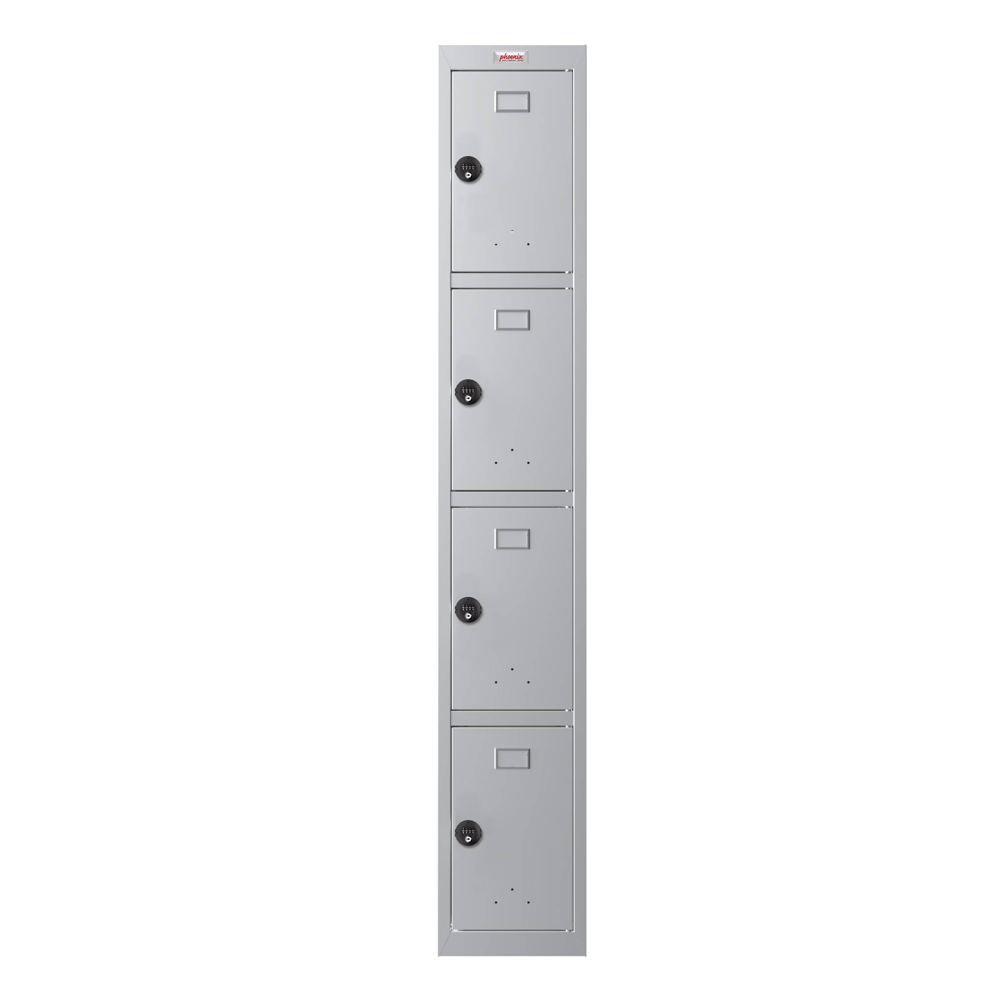Phoenix PL1430GGC Schließfach Locker Grau - 1 Spind 4 Türen - Kombinationsschloss - Für Büro, Lager, Fitness