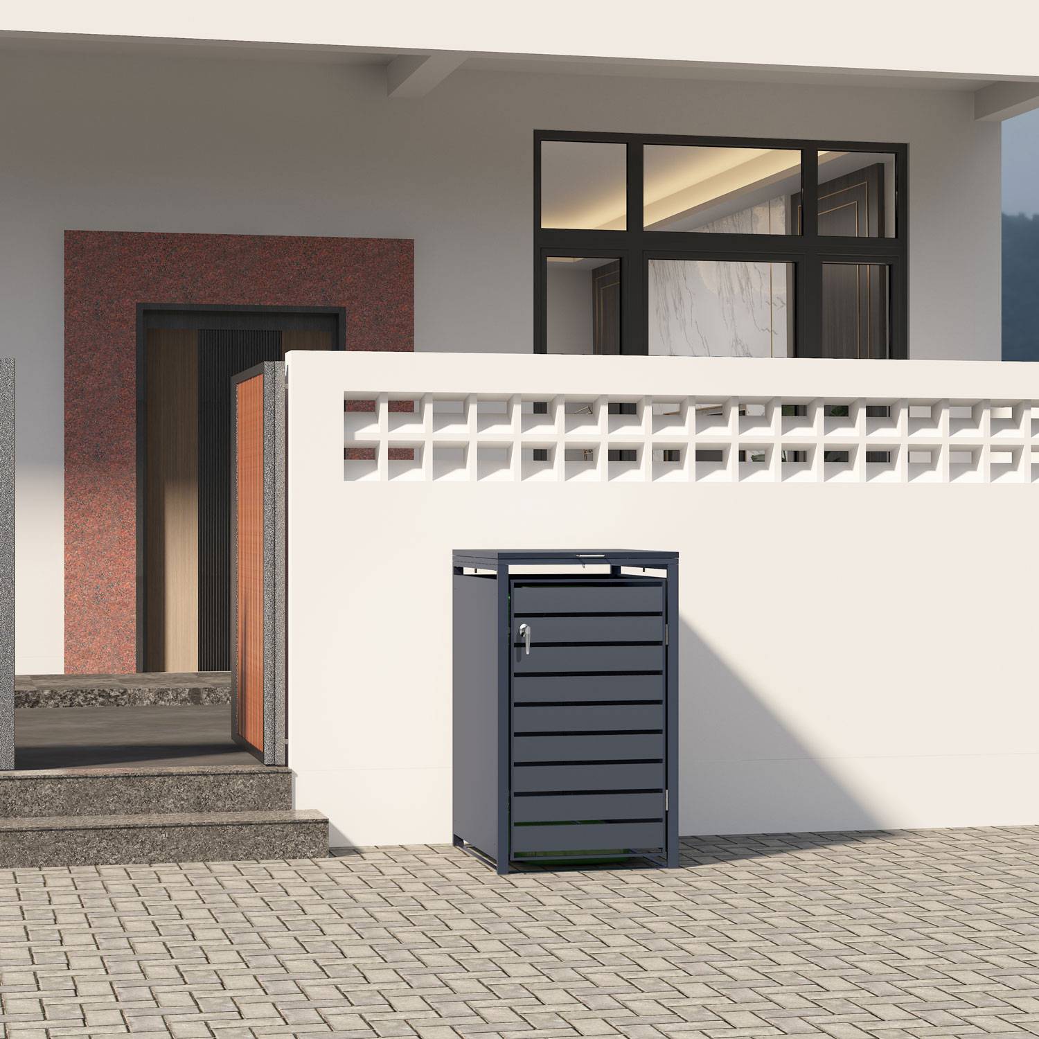 Phoenix GB1168AAK Aufbewahrungsbox mit einzelnen Rollen - Galvanisierter Stahl - Witterungsbeständig - Abdeckung für Außenbox - Anthrazit