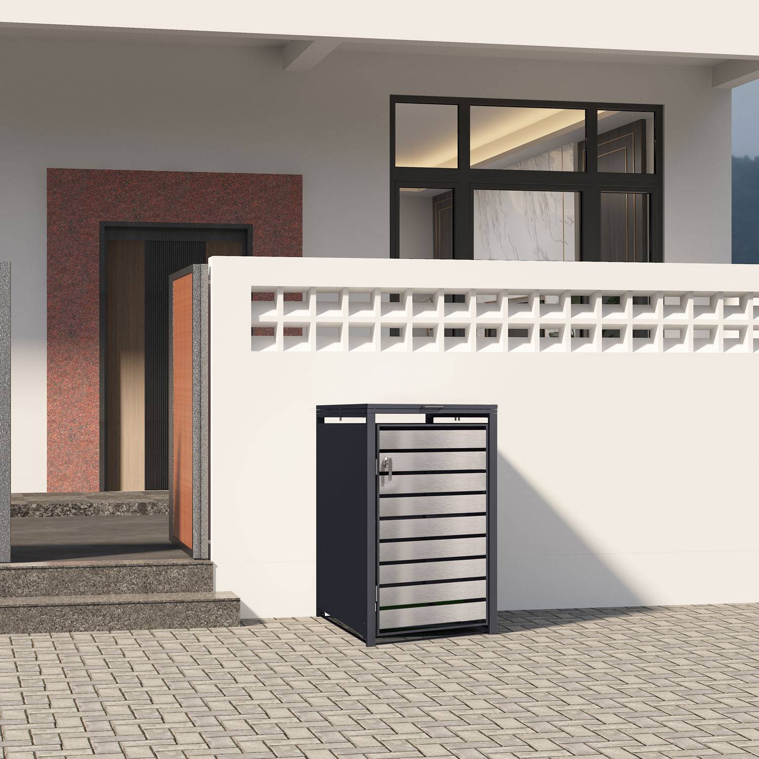 Phoenix GB1168ASK Aufbewahrungsboxmit einzelnen Rollen - Galvanisierter Stahl - Witterungsbeständig - Abdeckung für Außenbox - Silber