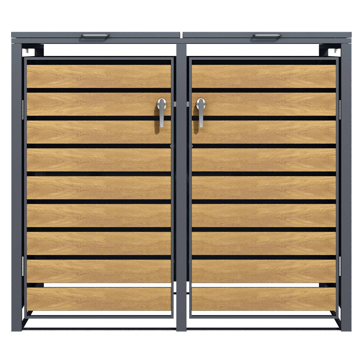 Phoenix GB2213AWK Aufbewahrungsbox mit doppelten Rollen - Galvanisierter Stahl - Witterungsbeständig - Abdeckung für Außenbox - Braun