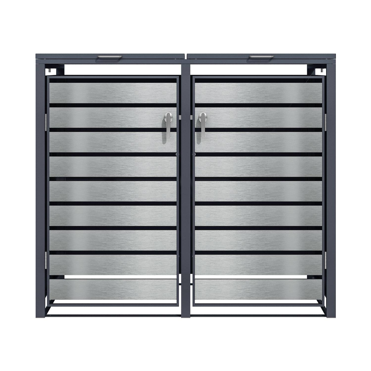 Phoenix GB2213ASK Aufbewahrungsboxmit doppelten Rollen - Galvanisierter Stahl - Witterungsbeständig - Abdeckung für Außenbox - Silber