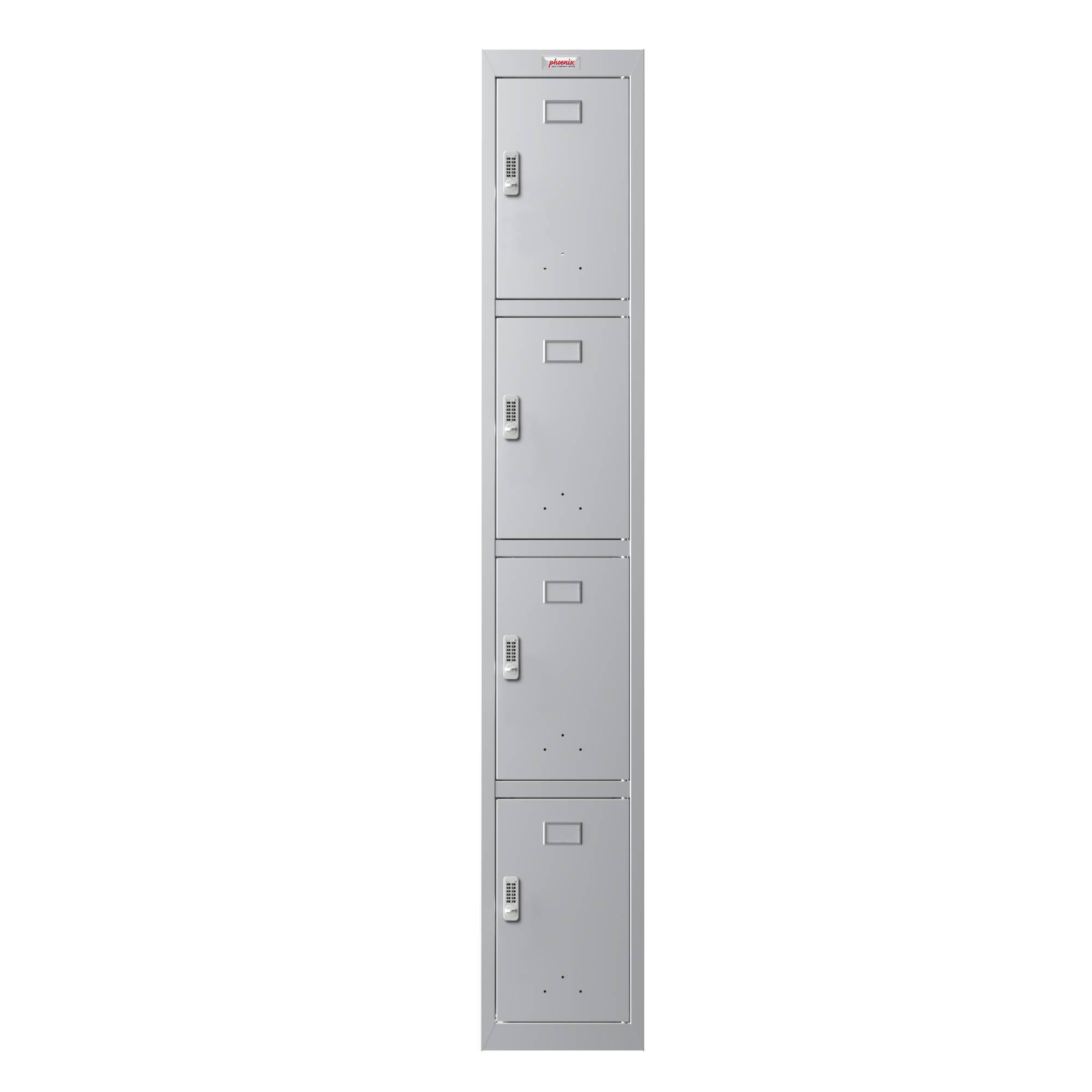 Phoenix PL1433GGE Schließfach Locker Grau - 1 Spind 4 Türen - Elektronisches Schloss - Für Büro, Lager, Fitness