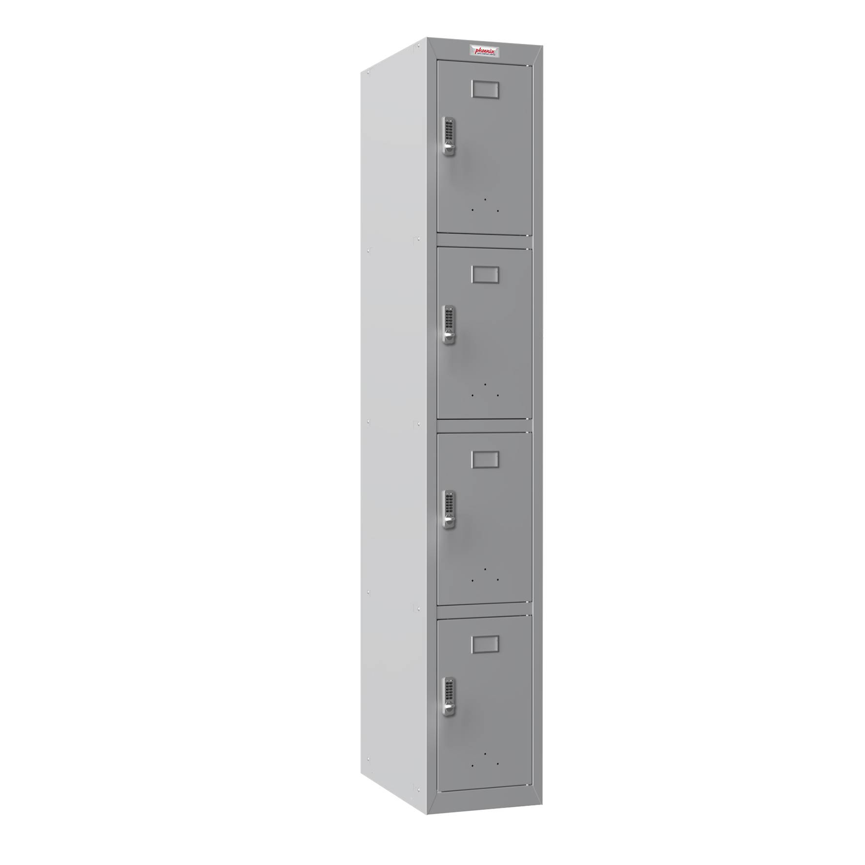 Phoenix PL1433GGE Schließfach Locker Grau - 1 Spind 4 Türen - Elektronisches Schloss - Für Büro, Lager, Fitness