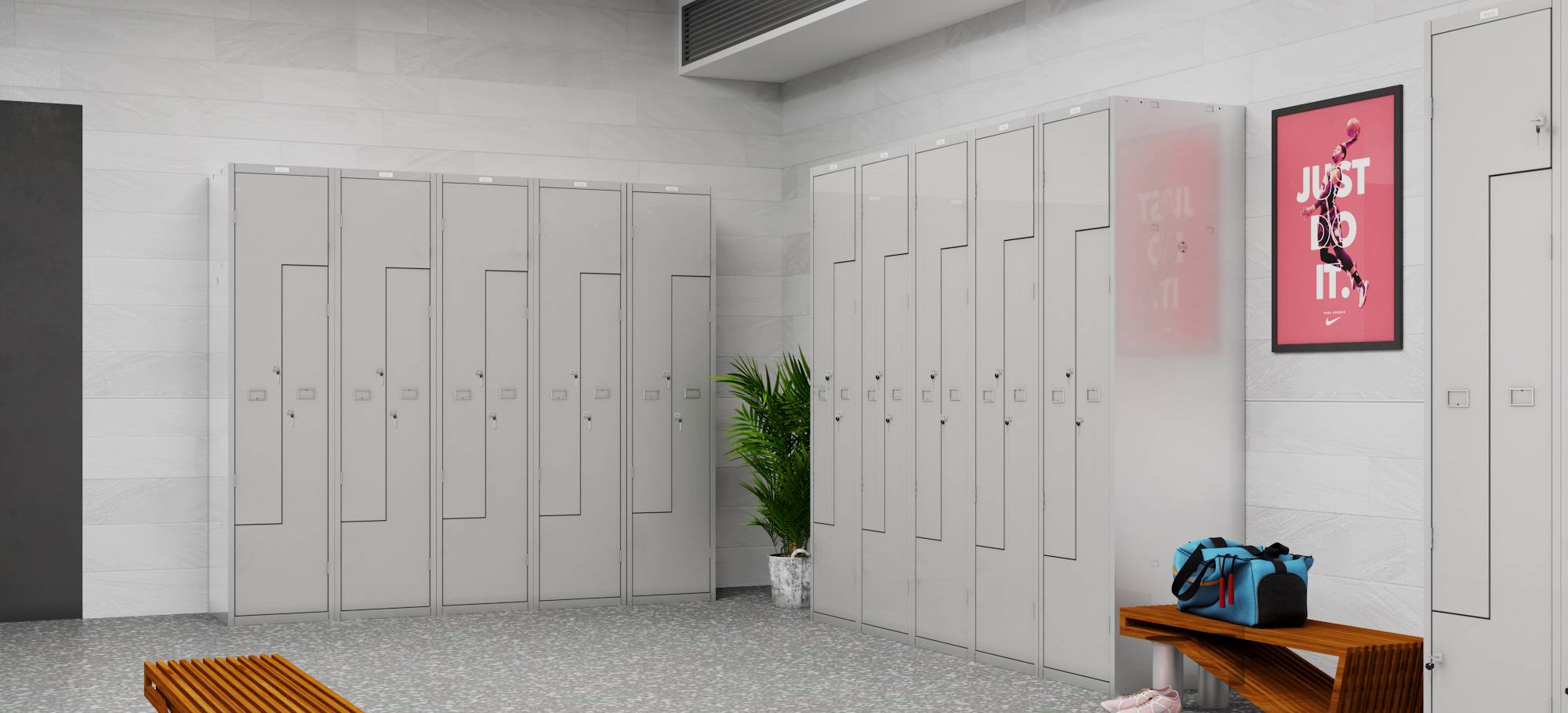 Phoenix PLZ1240GGK Schließfach Z Locker Grau - 1 Spind 2 Türen - Schlüsselschloss - Für Büro, Lager, Fitness