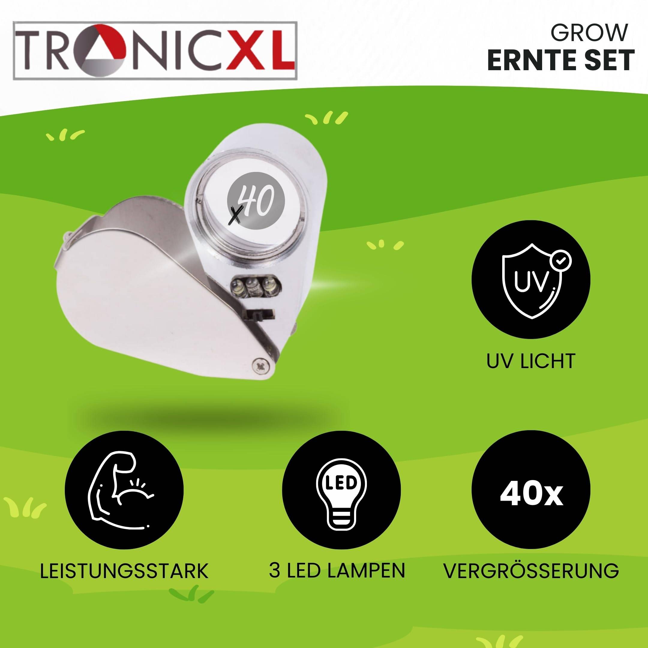 Ernte Set Schere Taschenmikroskop für Grow Lupe mit LED Lampe Zubehör für Growbox Grown Anbau Eigenanbau