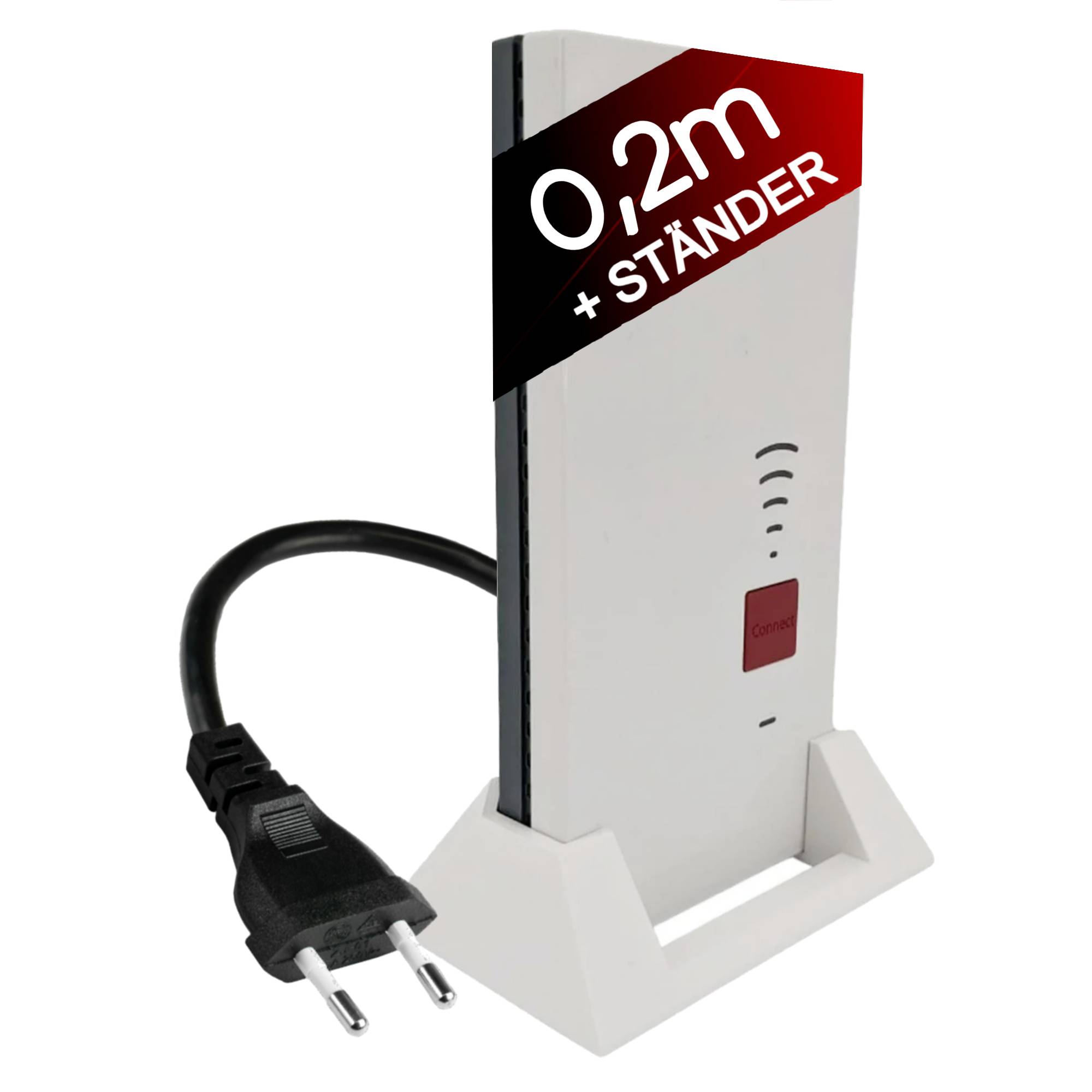 0,2m Verlängerung + Ständer passend für Repeater weiß für AVM Fritz!Repeater 2400 1160 1750e