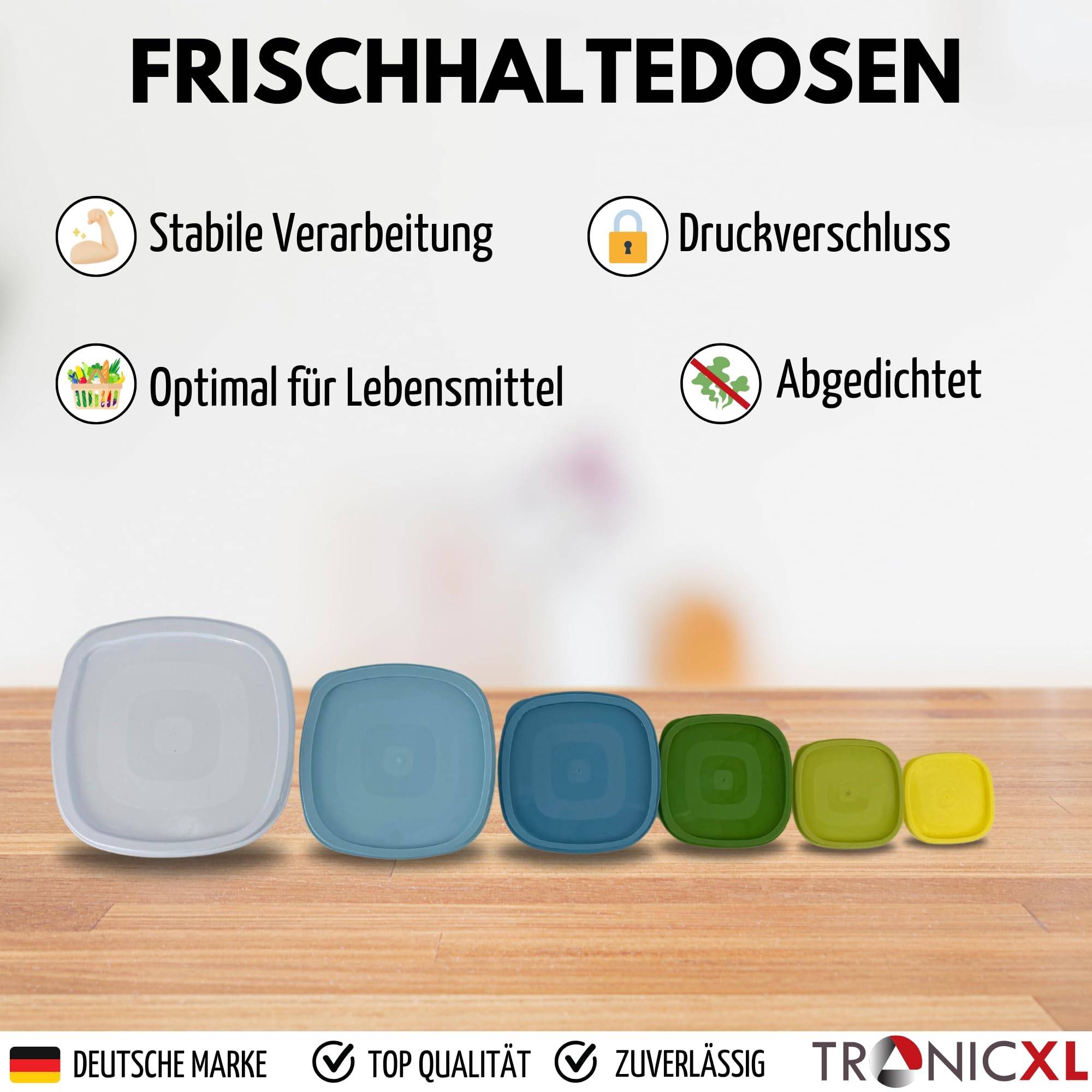 6 Dosen Frischhaltedosen Set Frischhaltedose mit Deckel Kunststoff Vorratsdosen spülmaschinenfest Gefrierdosen Gefrierbehälter bunt BPA Frei