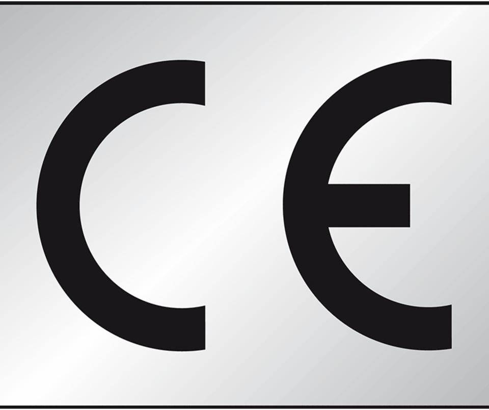 CE-Zeichen, rechteckig, silber/schwarz, Aluminium, eloxiert, 75x50mm, 100/VE