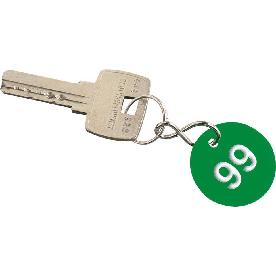Kennzeichnungsmarken 1-100, fortlaufend numeriert, grün, Aluminium, Ø30mm, 100/VE